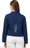 Denim women's winter jacket, stylish long sleeve sweatshirt for cold weather fashion