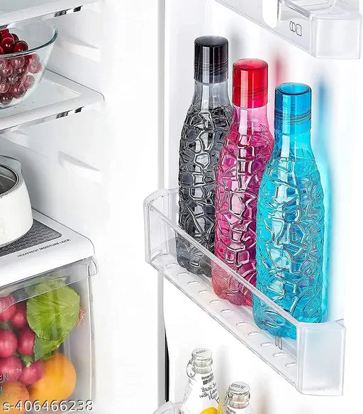Crystal clear plastic fridge water bottles, multicolor pack of 6 for home or office use, BIS/ISI certified