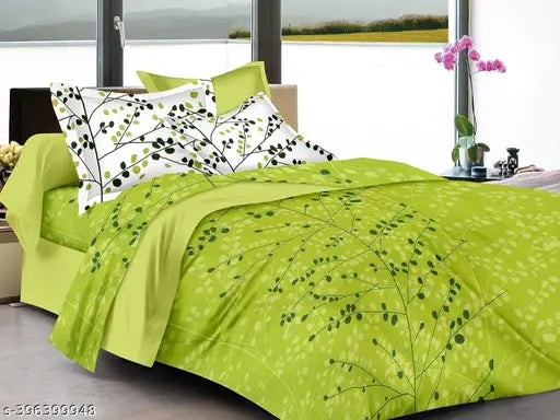 160 TC 100% pure cotton double bed sheet & 2 pillow covers, ideal for a cozy home decor