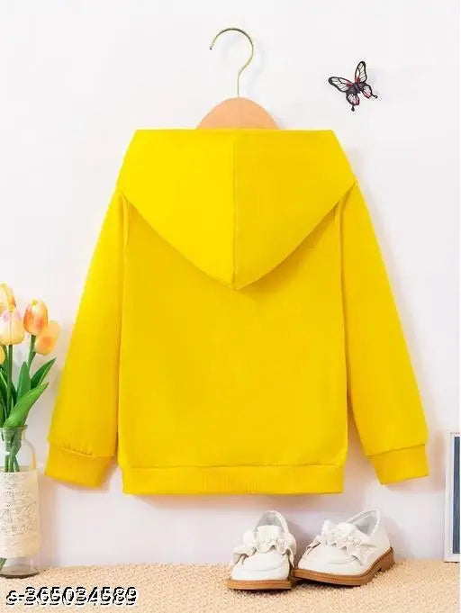 Cotton blend printed hoodie sweatshirt for girls, long sleeves, autumn/winter/spring style. KEESOR branded casual top with net pattern. Ideal for 2-14 years old children's wardrobe. Made in India