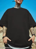 Hiden Brooks men's black cotton graphic printed oversized t-shirt, perfect for all-day wear and suitable for various bottom outfits. Made in India
