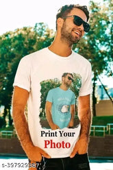 Printed photo polyester T-shirt, short sleeves, name "Shankar Enterprises Photo Polyester Tshirt 1" on chest, available in multiple sizes (XXS - XXL)