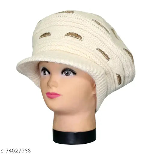 Textured woolen cap, premium quality, women & girls, super warm, Indian-made