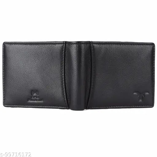 Black genuine leather RFID-blocking wallet for men, 2 compartments and 6 card slots, perfect gift for occasions