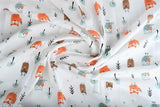 Organic muslin swaddle set of 3 (fox - rainbow triangle), cotton for mild winter, abstract print on display