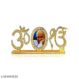 Multicolor Rhinestone Om-Onkar Guruji idol showpiece (4x9.5cm) for car and home decor