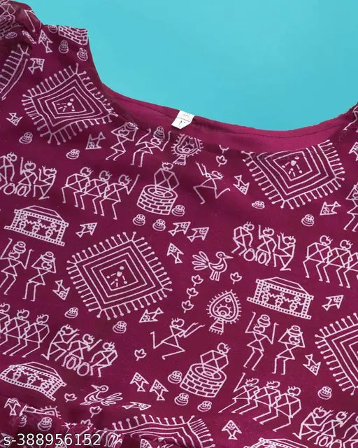 Georgette printed Nayra cut kurti, beautiful Indian fashion in S, M, L, XL, XXL