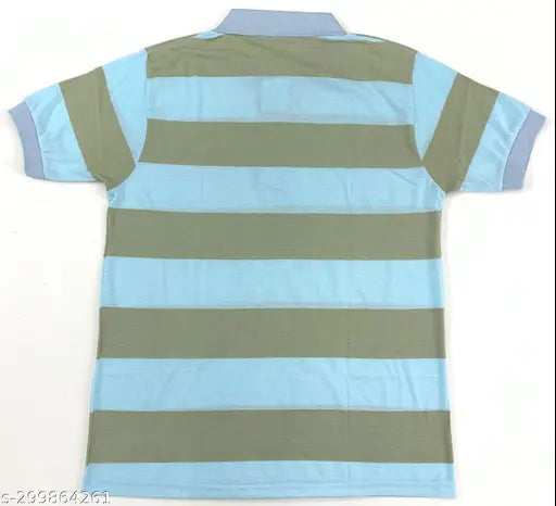 Striped cotton half sleeve polo t-shirt by STW-23-A, men's sizes M-XXL, Coldplay design