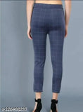 Trendy Girls Wear Check Pant - Cotton Lycra, checked pattern, women's casual & party wear in free size length 38
