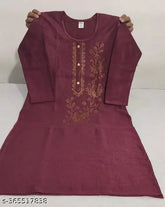 Indian women's woolen kurti, three-quarter sleeves, solid design. Cozy and fashionable winter wear