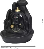 Handcrafted black polyresin Lord Adiyogi Mahadev incense holder, 8cm x 11cm x 10cm, decorated with 101 free scented incense cones