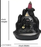 Handcrafted black poly resin Lord Adiyogi Shiv Shankara incense holder with 101 cones, intricate crescent moon & tilak detail, perfect decorative showpiece
