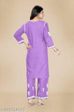 Rayon Embroidered Kurta Palazzo Set, Indian fashion for women with three-quarter sleeves
