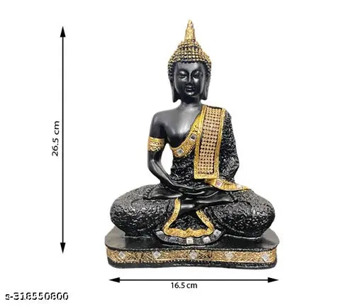 Handcrafted polyresin Buddha statue, 16.5cm x 26.5cm x 8cm, traditional Indian design for home office decor