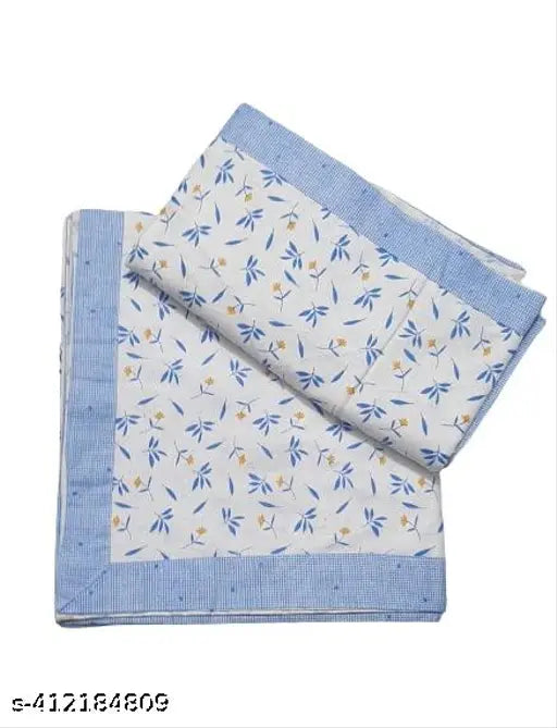 Golden Leaf Cotton multicolor summer topsheet with botanical border for single bed, soft and regular quality cotton flat sheet, ideal for adults during summer season, pack of 2 from India