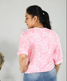 White micro polyester loose fit printed cotton blend T-shirt for women, breathable and moisture-wicking