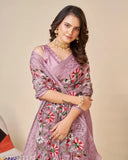 Indian net saree with solid print blouse, free size, length 5.5m & 0.8m blouse