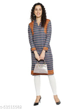 Blue women's traditional winter wear ALine woolen straight printed solid V-neck kurti dress, three-quarter sleeves
