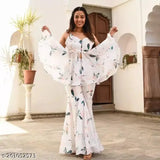 Fancy women's georgette western tunic sharara set, sleeveless & vibrant partywear designer outfit