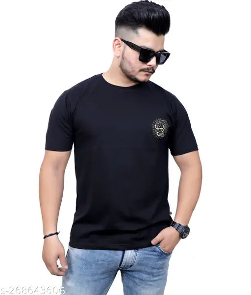 Black Spunky Monkey Men Graphic Print Round Neck 100% Pure Cotton T-shirt, high-quality PC sinker fabric for comfortable casual wear
