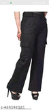 Solid cotton lycra, women's high-rise cargo trouser pant from U Shahi Enterprises, featuring four pockets and easy wash convenience