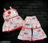 Cotton blend, printed A-line kurti with dhoti pants for kids (2-3yrs to 8-9yrs), Indian fashion
