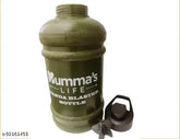 Army Green Gallon Water Bottle for Gym - Shaker / Sipper with BPA-free and Phthalate-free plastic. Wide mouth, easy to drink, wash, and track. Leakproof design with ergonomic handle and carrying strap. Trapezoidal handle design for comfortable grip. Made in India