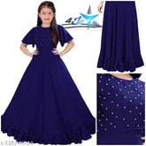 Rayon ethnic gown for girls, solid pattern in various sizes from 7-8 to 14-15 years, made in India