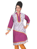 Women's synthetic kurti (Pink L), breezy V-neck, sleeveless style