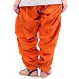 Orange solid cotton Patiyala for casual & party wear, suitable for machine wash or soft hand wash