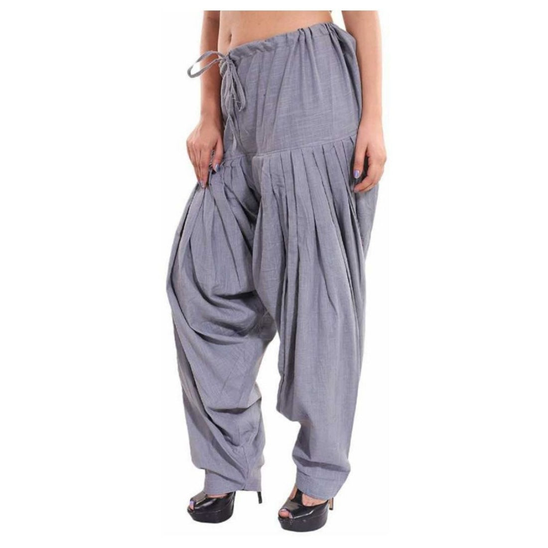 Smoke grey solid cotton Patiyala for women, suitable for casual & party wear. May appear slightly different from image due to lighting and screen resolution
