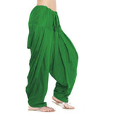 Green solid cotton Patiyala for women's casual & party wear, machine-washable