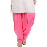 Baby Pink solid cotton Women's Patiyala for casual & party wear, machine-washable