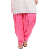Baby Pink solid cotton Women's Patiyala for casual & party wear, machine-washable