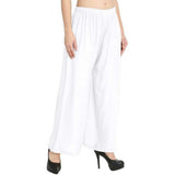 White rayon palazzo pants, solid cotton, casual & party wear
