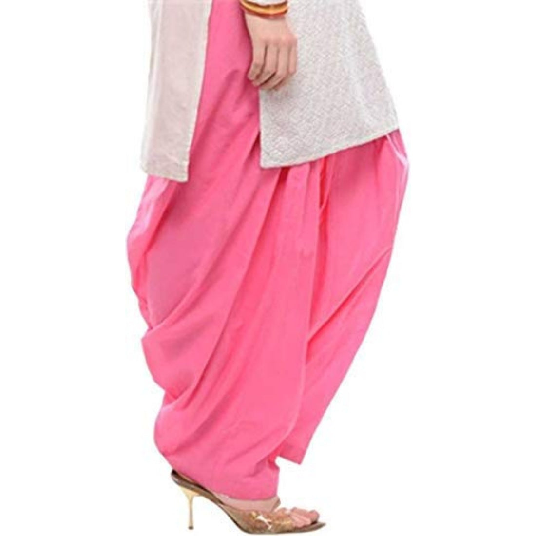 Baby Pink solid cotton Women's Patiyala, perfect for casual & party wear, machine-washable