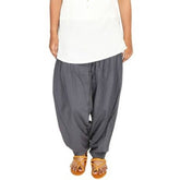 Smoke grey solid cotton Patiyala for casual & party wear, machine-washable on hanger