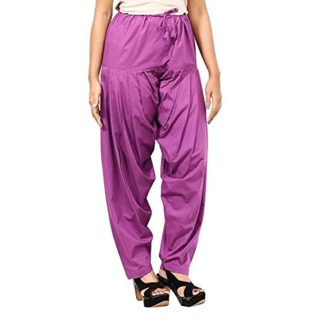 Violet solid cotton Patiyala for women, suitable for casual & party wear, machine-washable