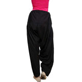 Black solid cotton Patiyala for casual & party wear, suitable for machine-wash or soft hand wash