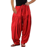 Red solid cotton Patiyala for casual & party wear, soft hand washable