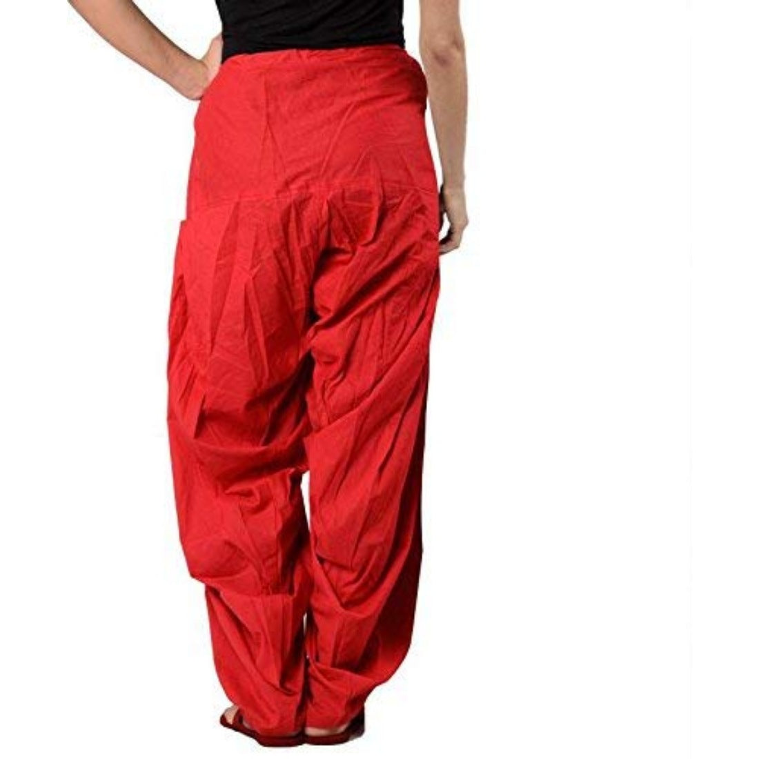 Red solid cotton Patiala for casual & party wear, machine-washable clothing