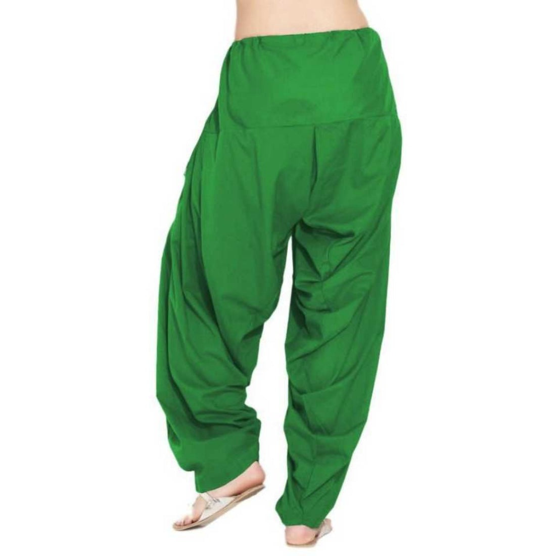 Green solid cotton Patiyala for casual & party wear, machine-washable, regular fit