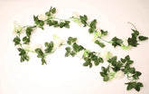 Artificial white silk polyester flower creeper with filler rose vines for home decoration (8 ft), suitable for weddings and parties