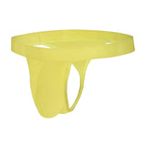Daisy yellow nylon side string thong underwear for men, ideal for special occasions