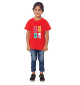 Girls cotton cat half sleeve red t-shirt, casual girls fashionwear for kids on display
