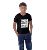 Black cotton boys half sleeve t-shirt with "Boys Cotton Will Be Cool" print