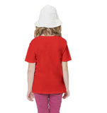 Red cotton girls' half-sleeve Rowdy baby T-shirt with round neck, fashion for infants on display