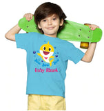 Boys cotton blue baby shark half sleeve t-shirt