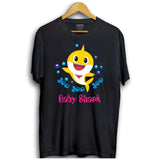 Boys cotton black baby shark half sleeve T-shirt (round neck)