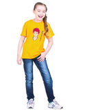 Yellow cotton girls Akashi half-sleeve t-shirt, classic round neck design
